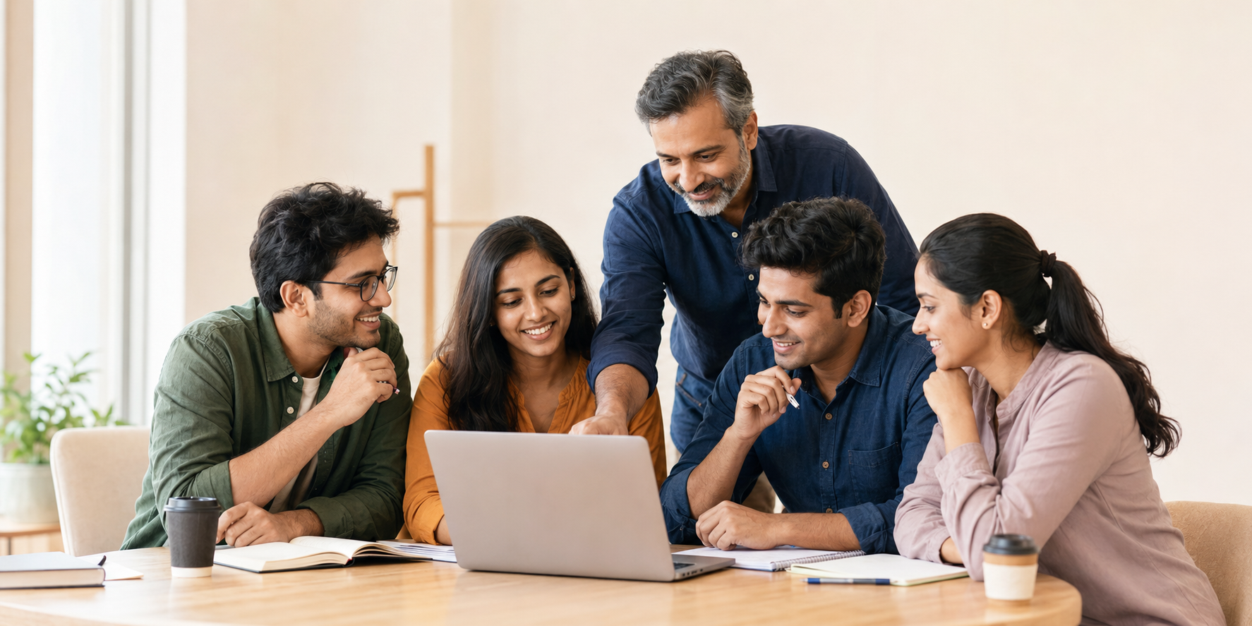 Indian learners receiving expert guidance